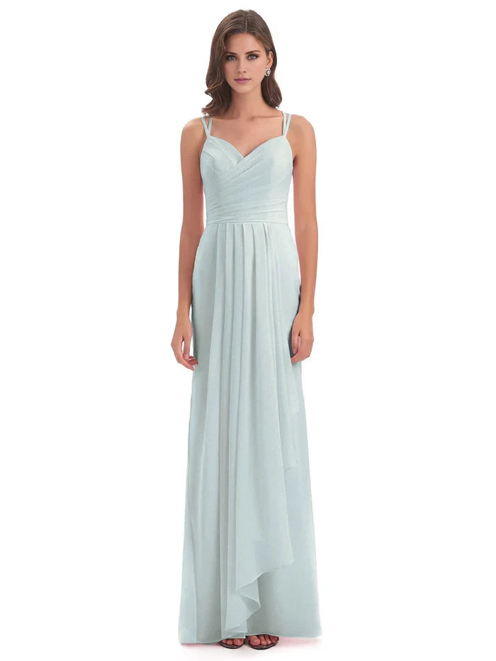 Hourglass Spaghetti Straps Chiffon Bridesmaid Dresses