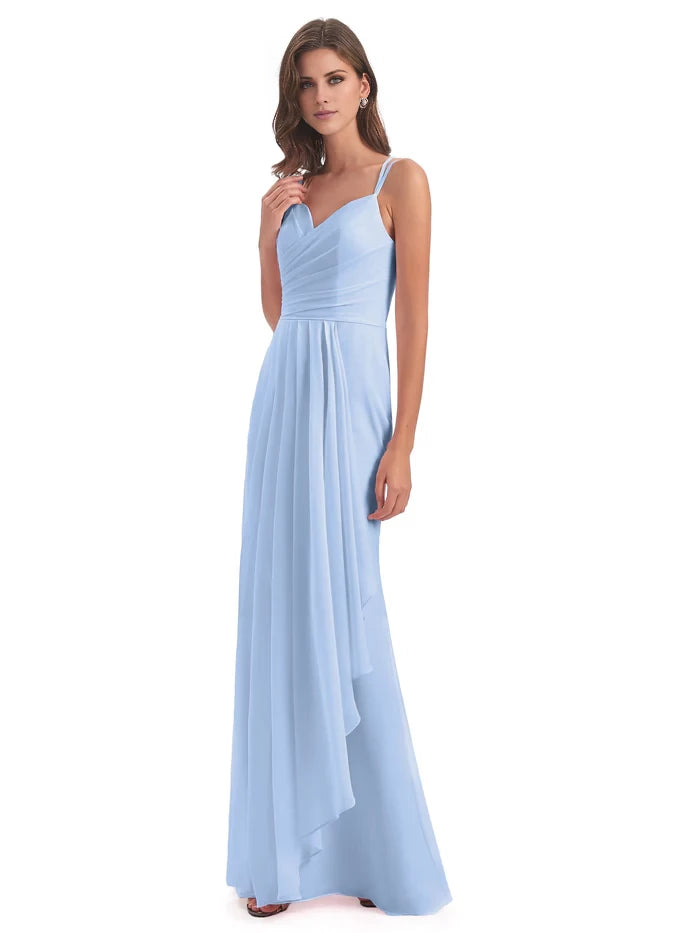 Hourglass Spaghetti Straps Chiffon Bridesmaid Dresses