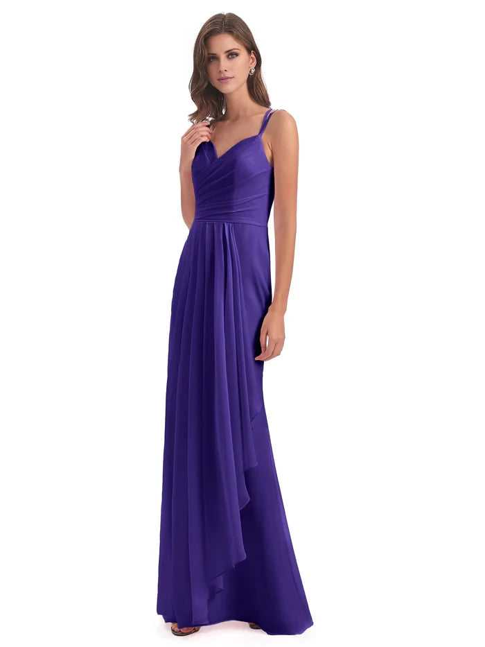 Hourglass Spaghetti Straps Chiffon Bridesmaid Dresses