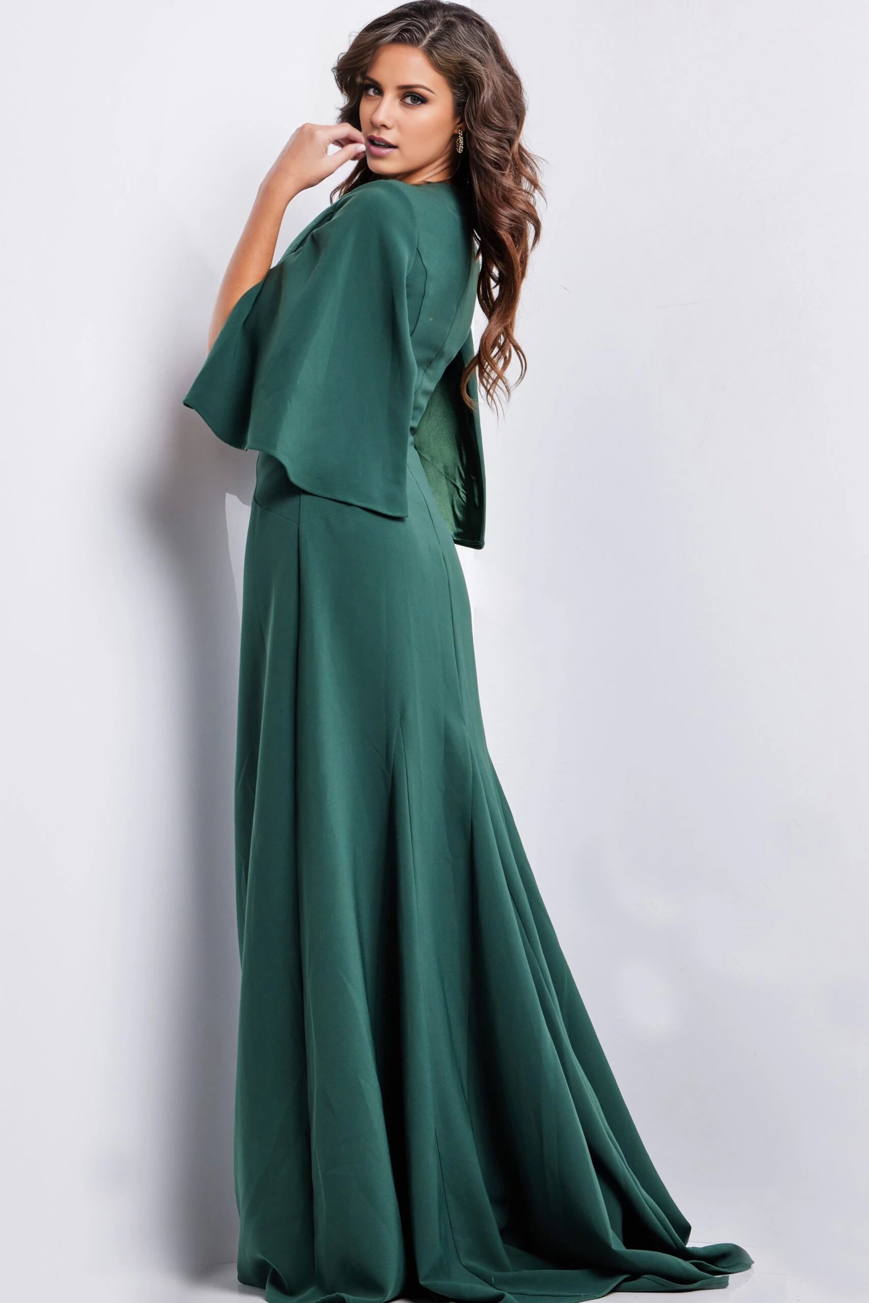 Hunter V Neck Three Quarter Sleeve Dress Evening Dresses