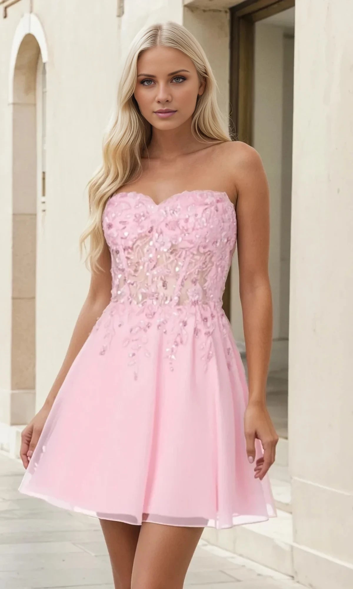 Lace-Up Back Short PromGirl Exclusive Homecoming Dresses