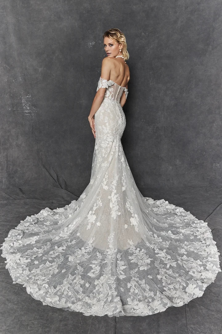 Lace Fit and Flare Wedding Gown with Detachable Straps Wedding Dresses