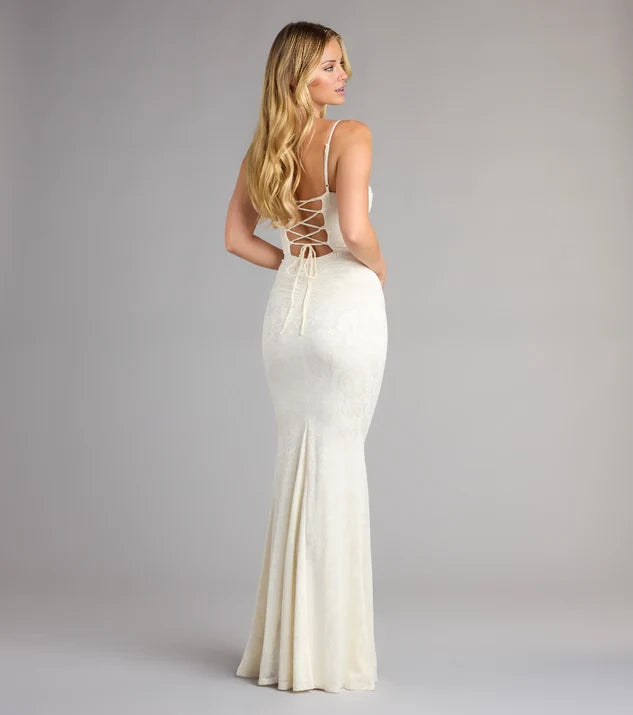 Lace Mermaid Formal Dress Prom Dresses