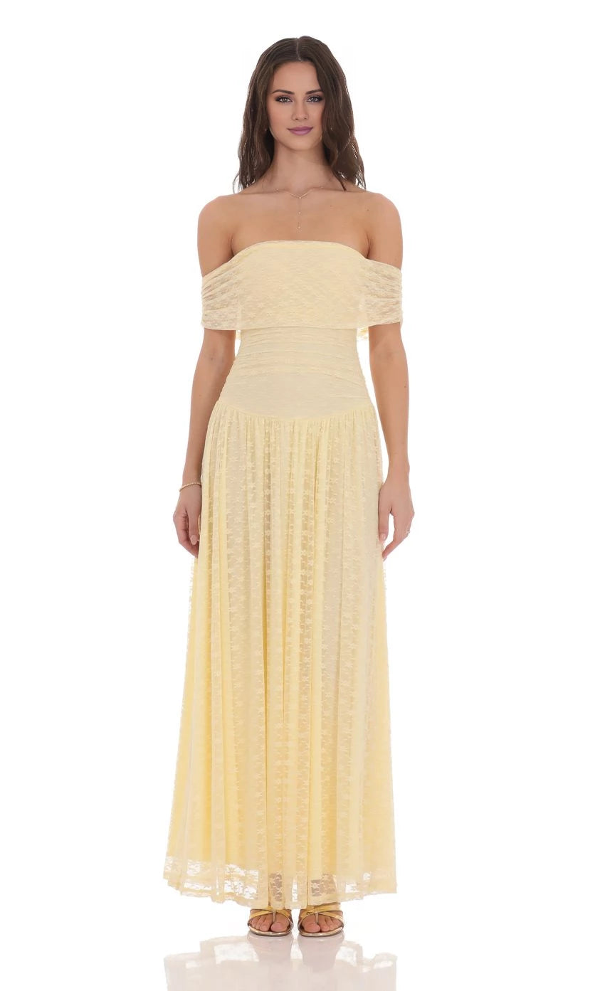 Lace Off Shoulder Maxi Dress Prom Dresses