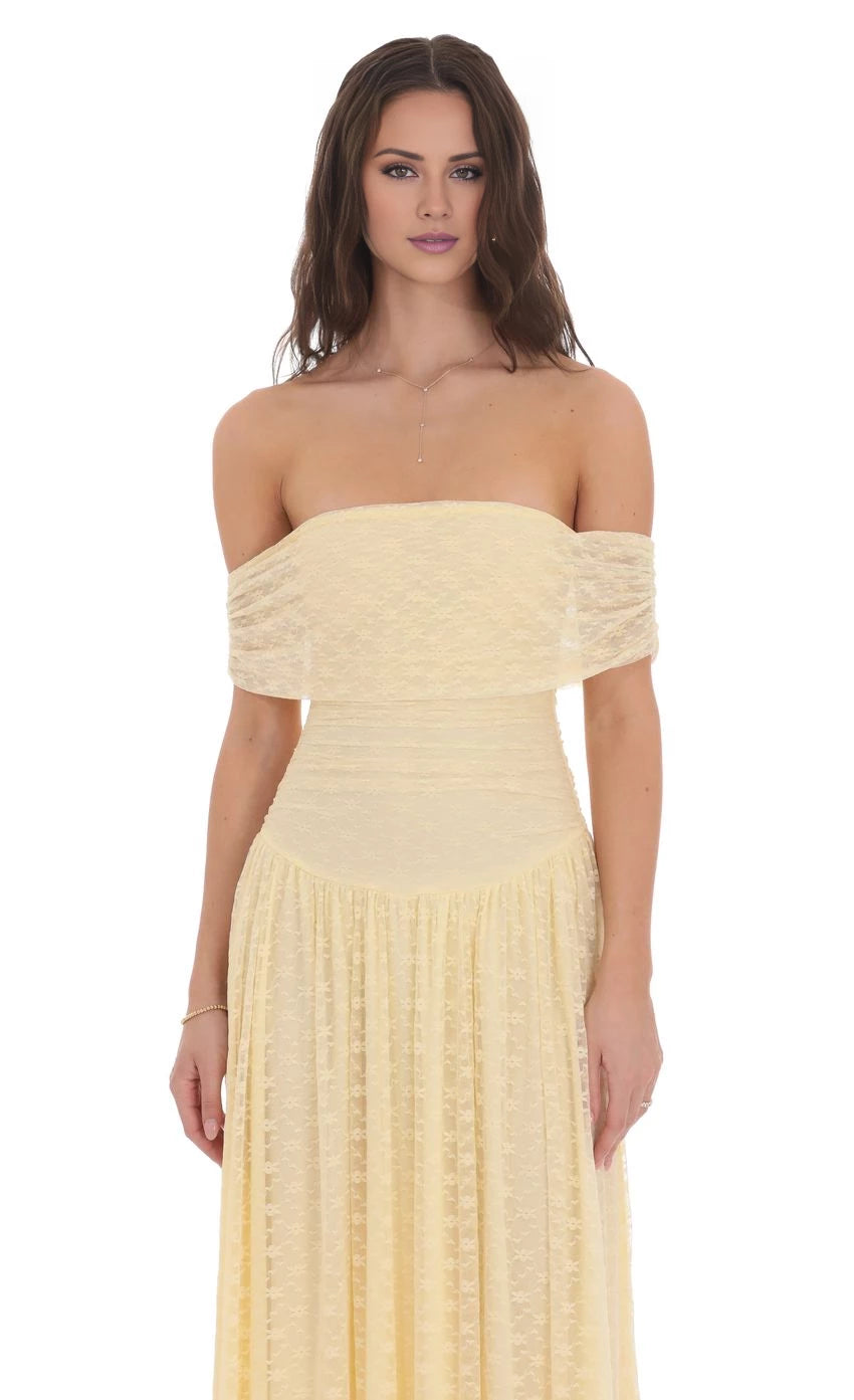 Lace Off Shoulder Maxi Dress Prom Dresses