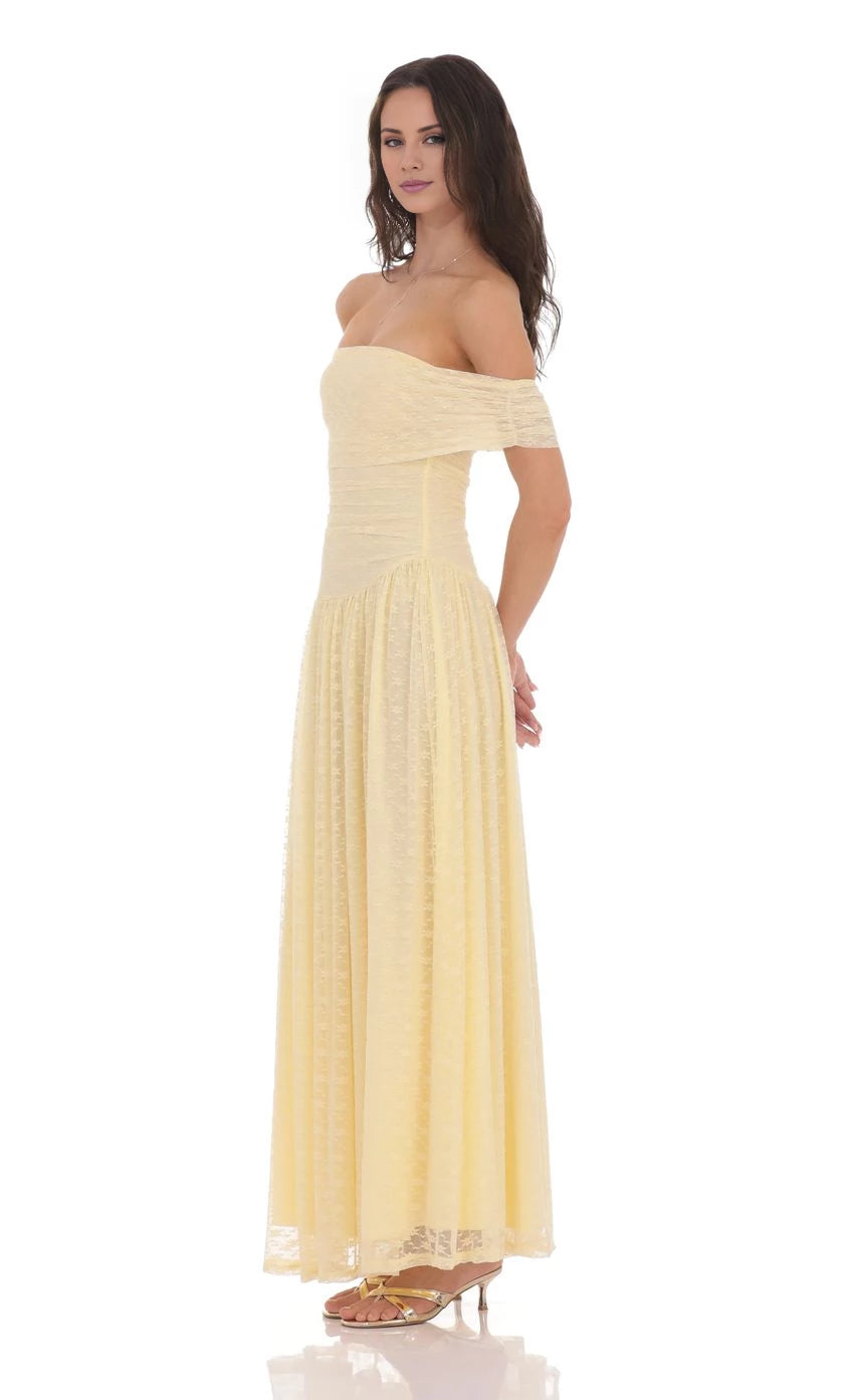 Lace Off Shoulder Maxi Dress Prom Dresses