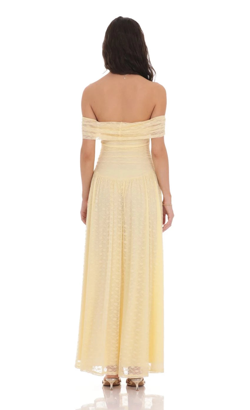 Lace Off Shoulder Maxi Dress Prom Dresses