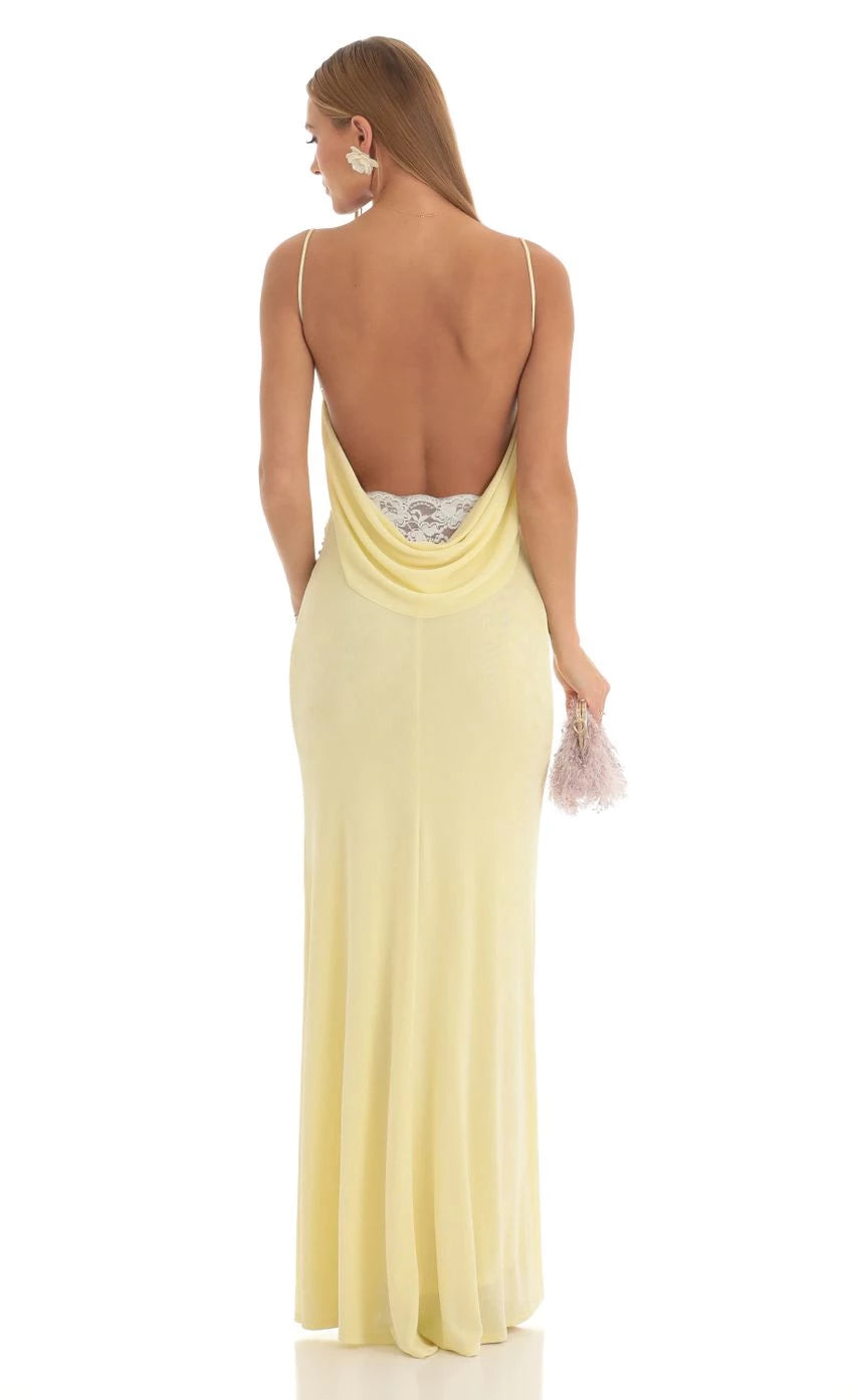 Lace Open Back Maxi Dress  Prom Dresses