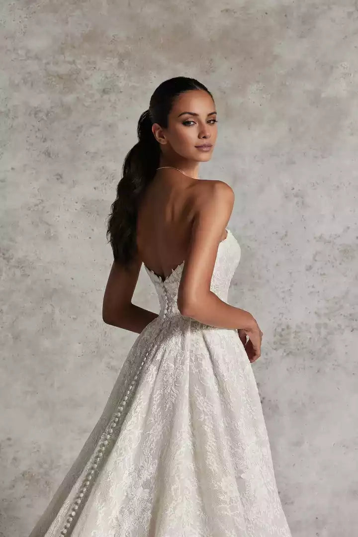 Lace Strapless Gown with Tonal Beading  Wedding Dress