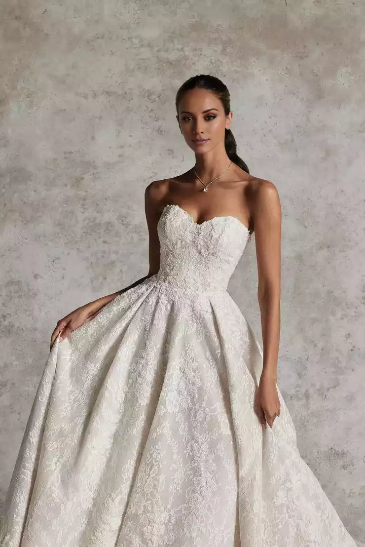 Lace Strapless Gown with Tonal Beading  Wedding Dress
