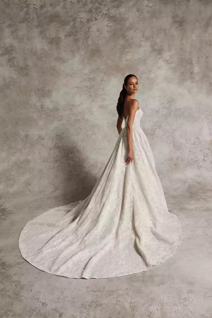 Lace Strapless Gown with Tonal Beading  Wedding Dress