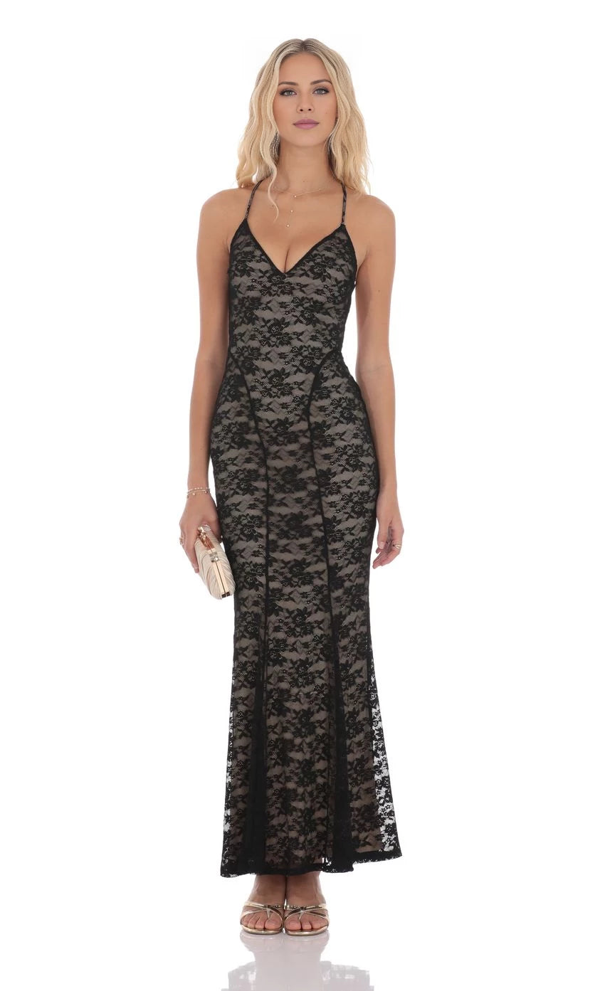 Lace V-Neck Mermaid Dress  Prom Dresses
