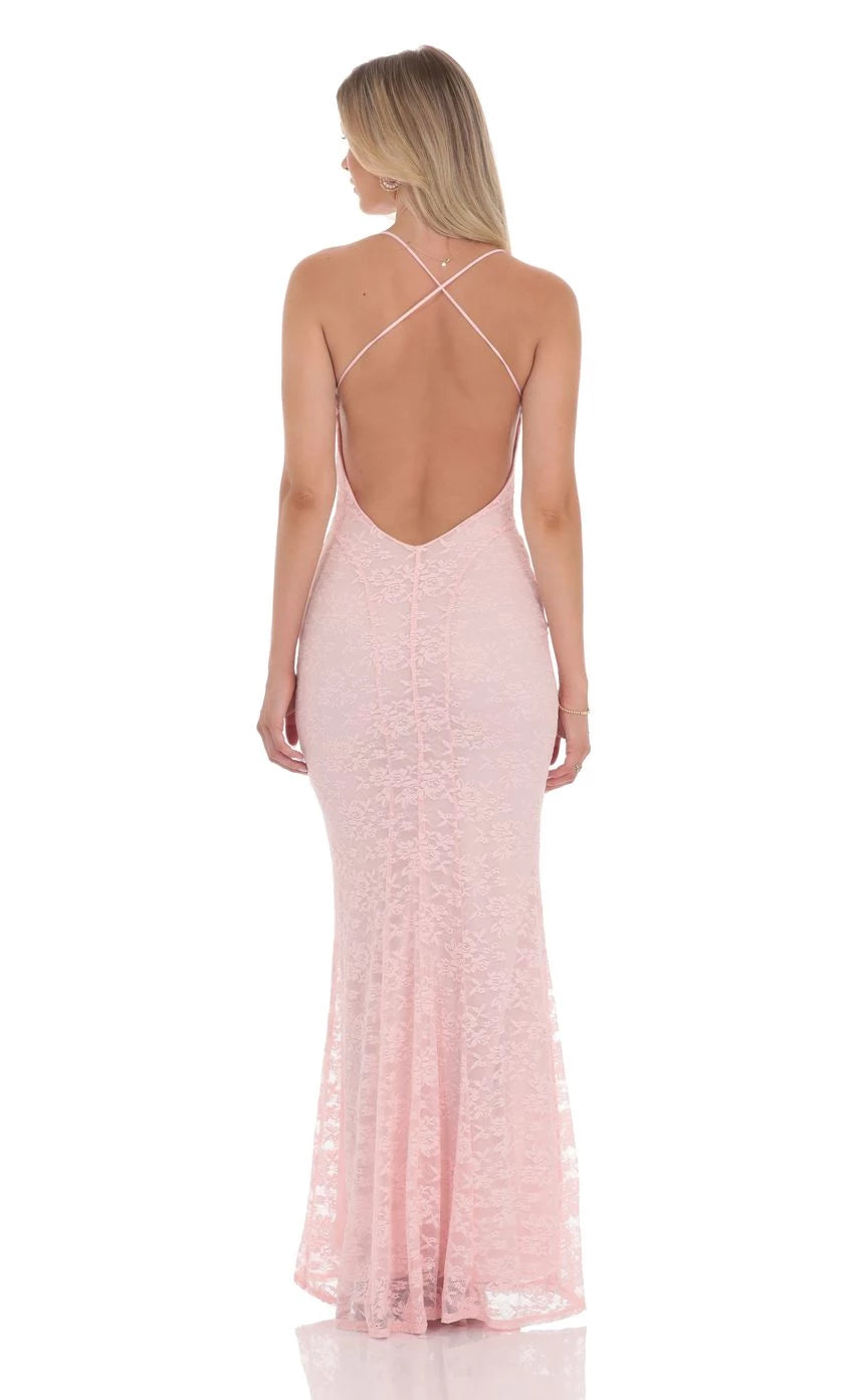 Lace V-Neck Mermaid Dress  Prom Dresses