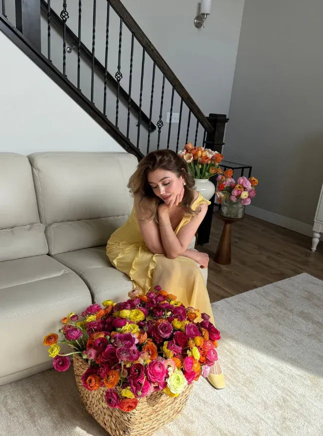 Lemon Yellow Chiffon Ruffle Asymmetrical Maxi Dress