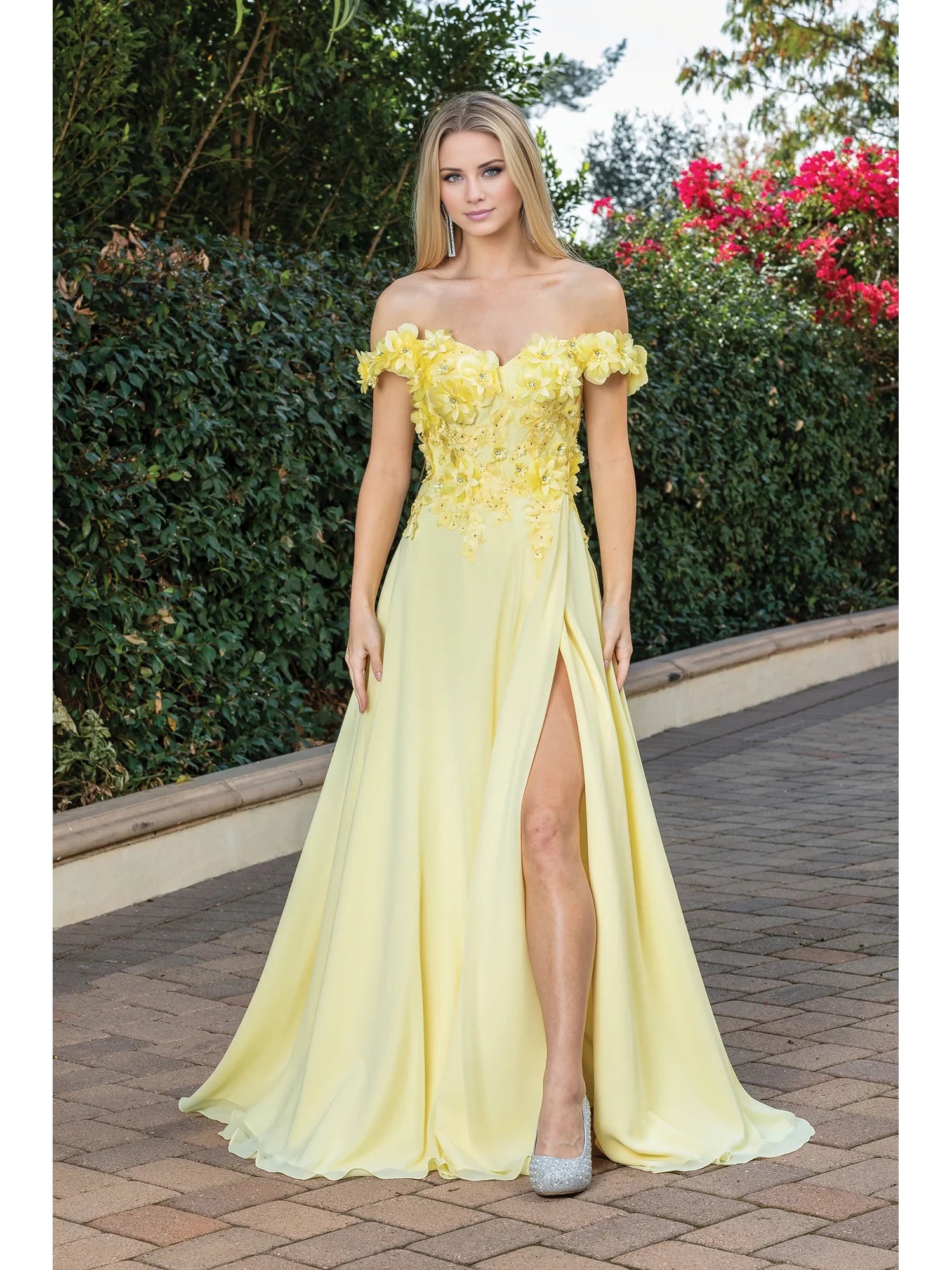 Long Corset-Back Prom Dress with Beaded Bodice Prom Dresses