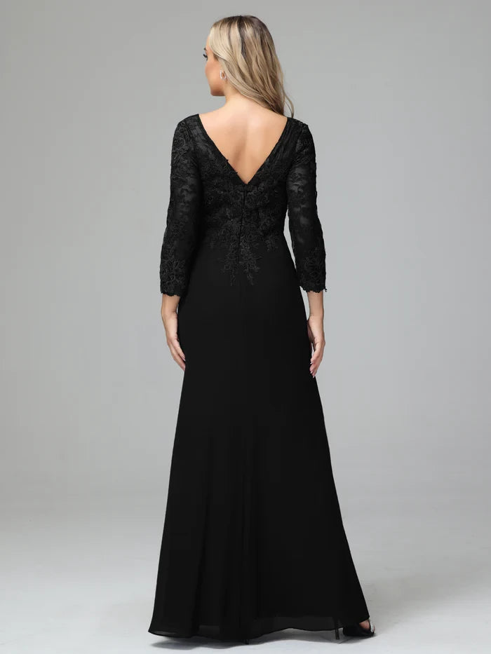 Long Sleeves Floor Length Chiffon LaceMother of the Bride Dresses