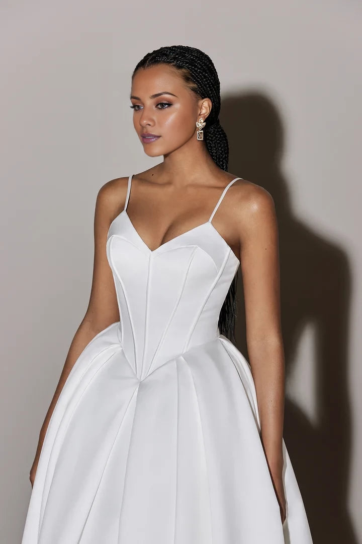 Luxe Satin Ball Gown with Basque Waist Wedding Dresses