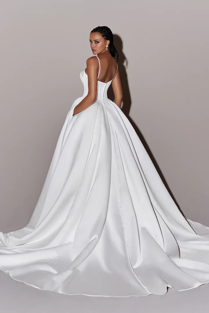 Luxe Satin Ball Gown with Basque Waist Wedding Dresses