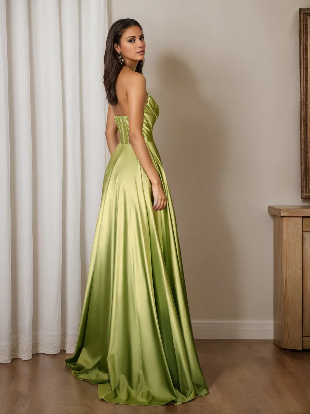 Luxurious A - Line Strapless Sleeveless Open - Back Floor - Length Evening Gown
