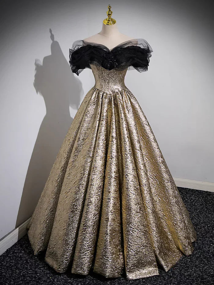 Luxurious Ball Gown Off - Shoulder Ruffle Sleeve Lace - Up Back Long Length Quinceanera Dresses