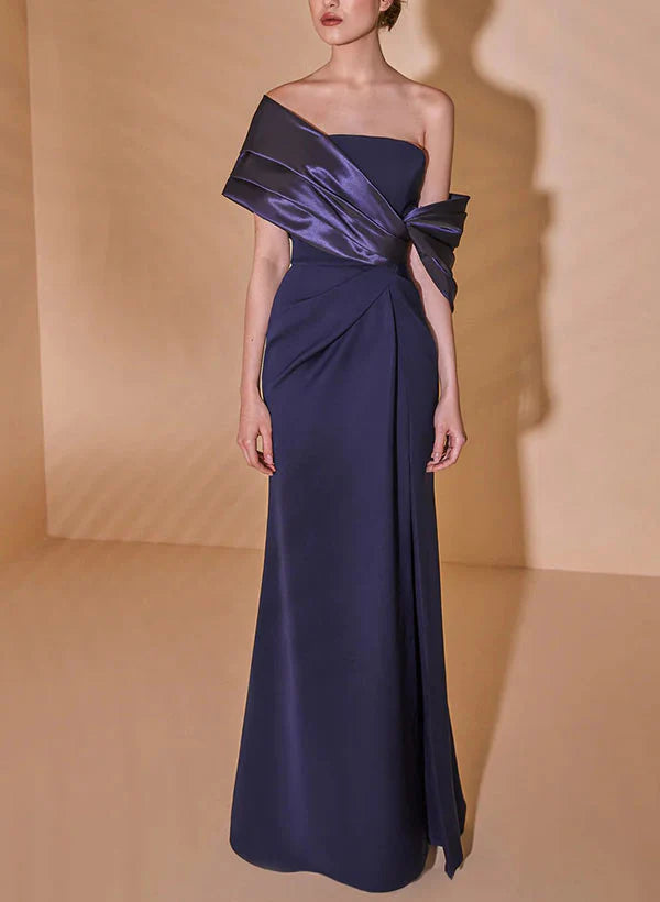 Luxurious Mermaid One - Shoulder Sleeveless Zipper Back Floor - Length Mother of the Bride Dresses