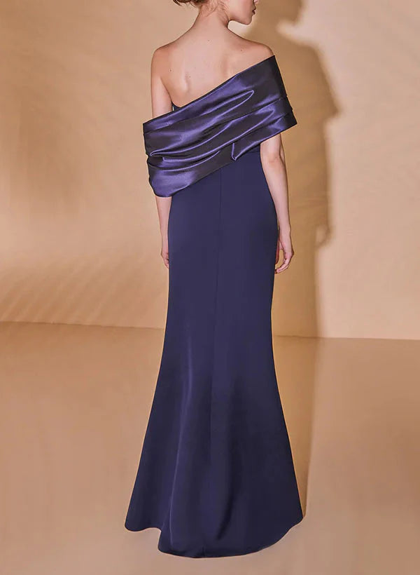 Luxurious Mermaid One - Shoulder Sleeveless Zipper Back Floor - Length Mother of the Bride Dresses