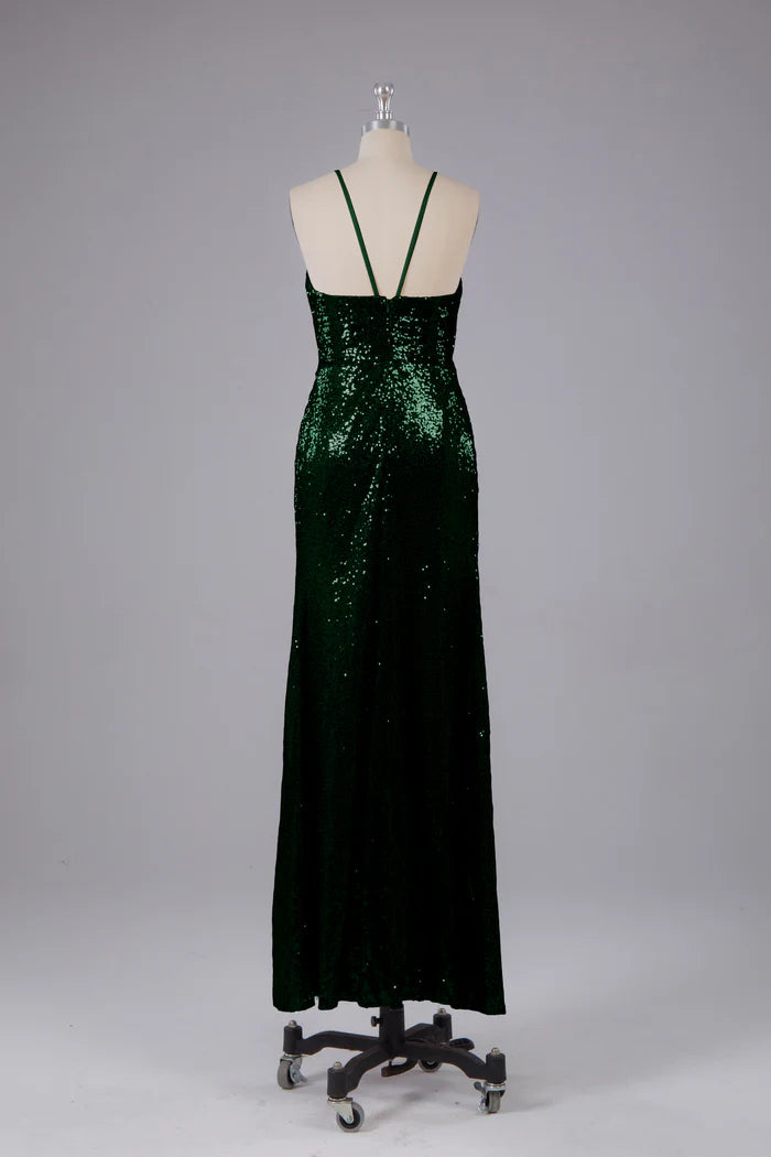 Luxurious Sheath Halter-Neck Sequin Cross-Back Floor-Length Bridesmaid Dresses