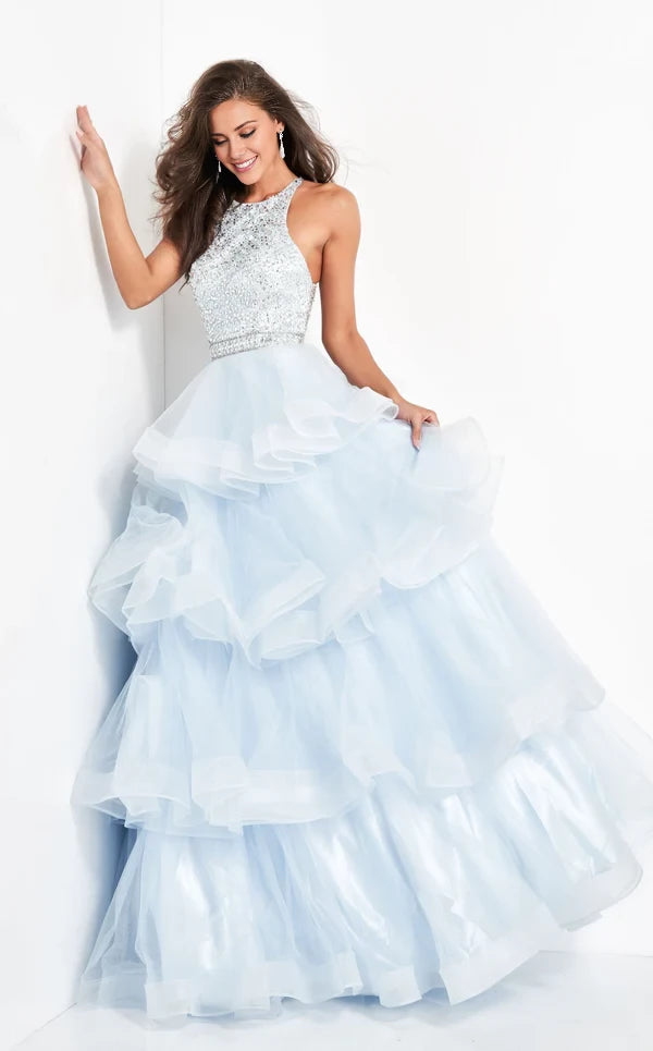 Luxury Ball Gown Cold Shoulder Sleeveless Back Zip Floor-Length flounce Evening Dress