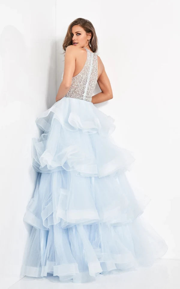 Luxury Ball Gown Cold Shoulder Sleeveless Back Zip Floor-Length flounce Evening Dress