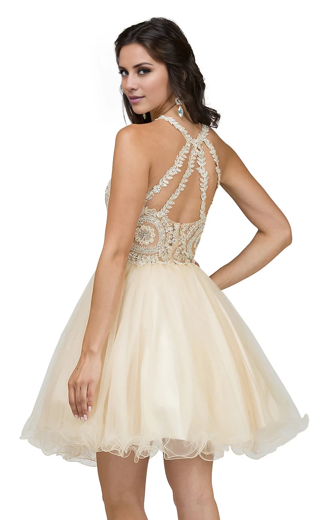 Luxury Ball Gown Scoop Neck Sleeveless Back Zip Short-Mini Homecoming Dress