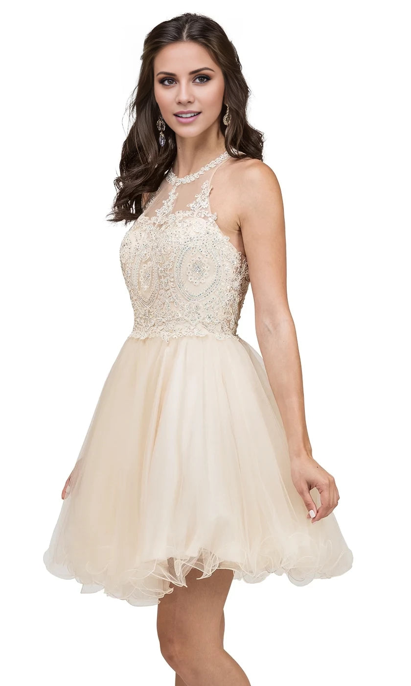 Luxury Ball Gown Scoop Neck Sleeveless Back Zip Short-Mini Homecoming Dress