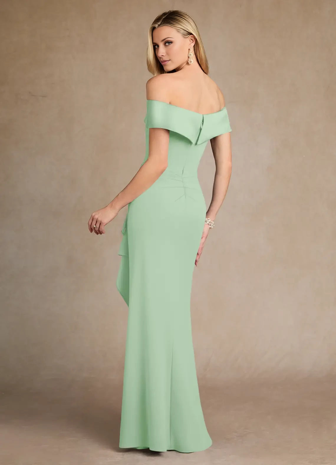 Mermaid Off the Shoulder Crepe Dress Mother of the Bride Dresses