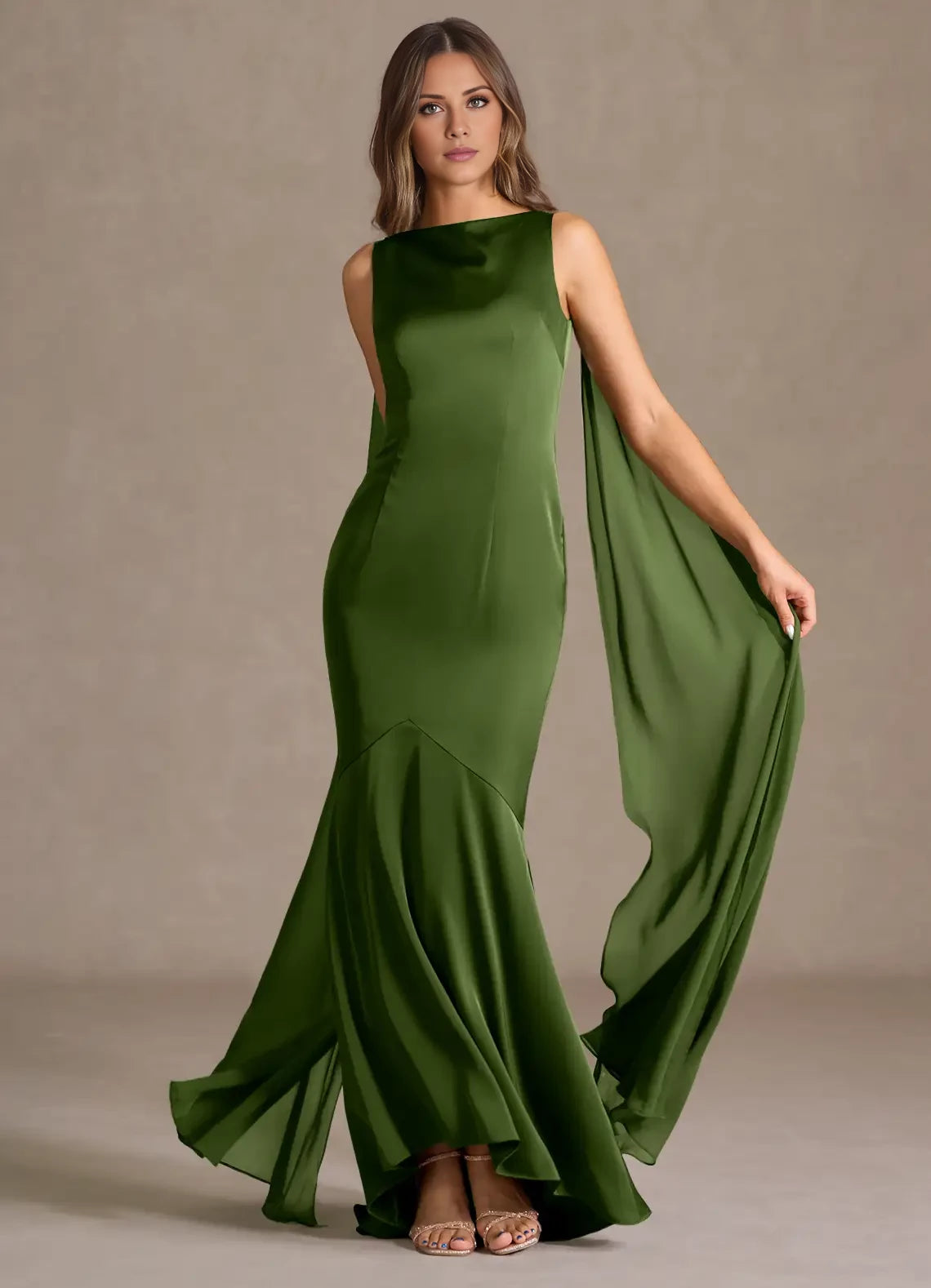Mermaid Sleeveless Chiffon Maxi Dress Evening Dresses