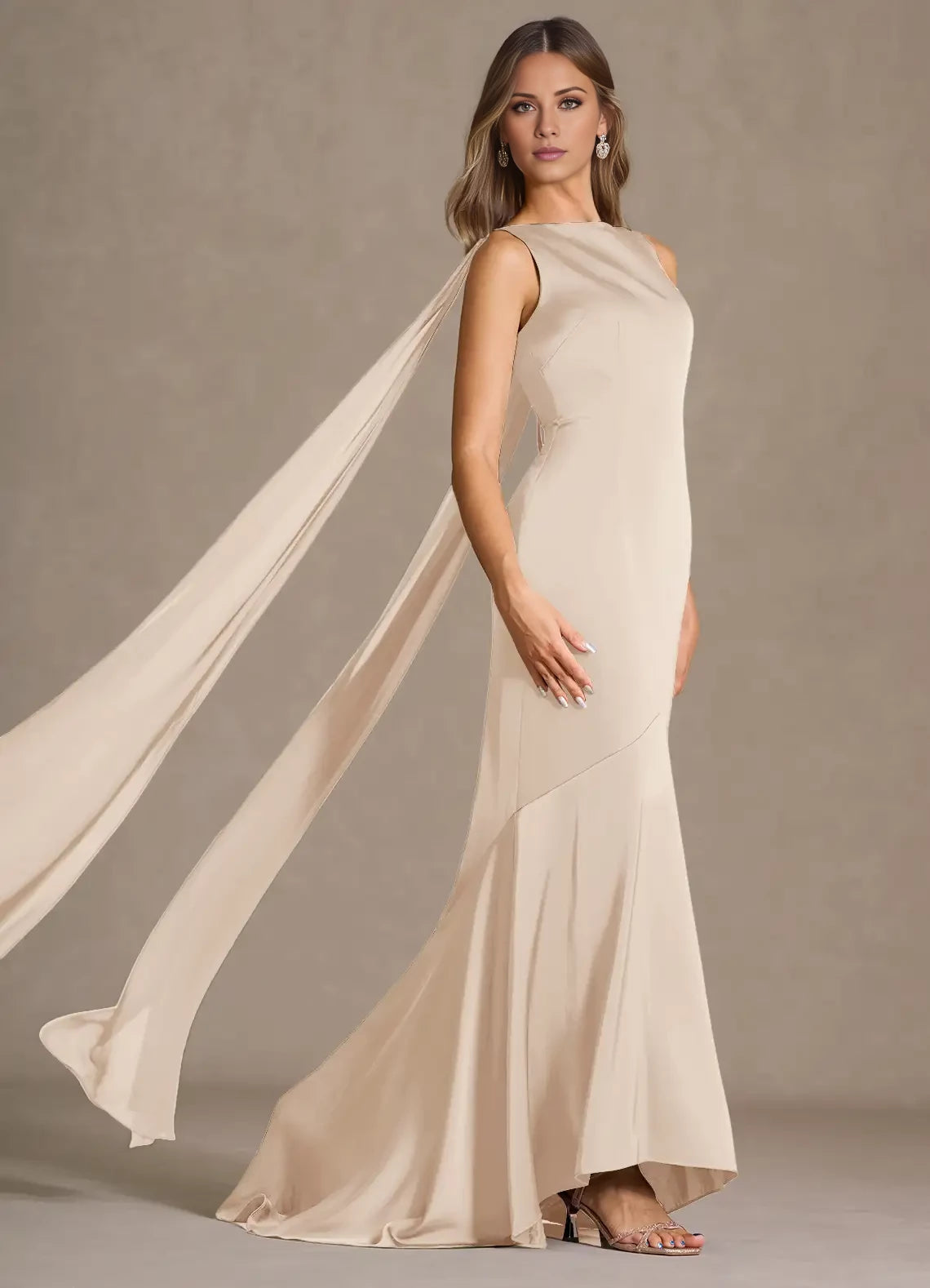 Mermaid Sleeveless Chiffon Maxi Dress Evening Dresses