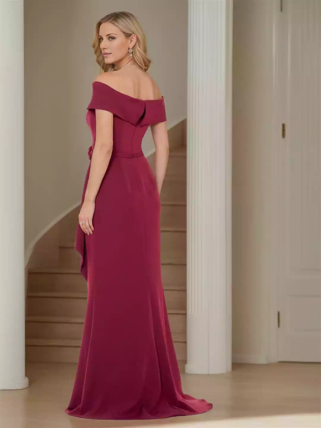 Mermaid Trumpet Off-the-Shoulder Sleeveless Floor-Length Mother of the Bride Dresses
