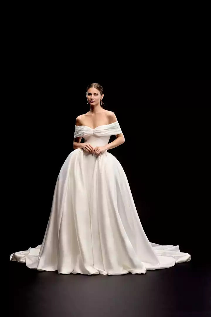 Mikado Ball Gown with Corset Back and Princess Seaming  Wedding Dress