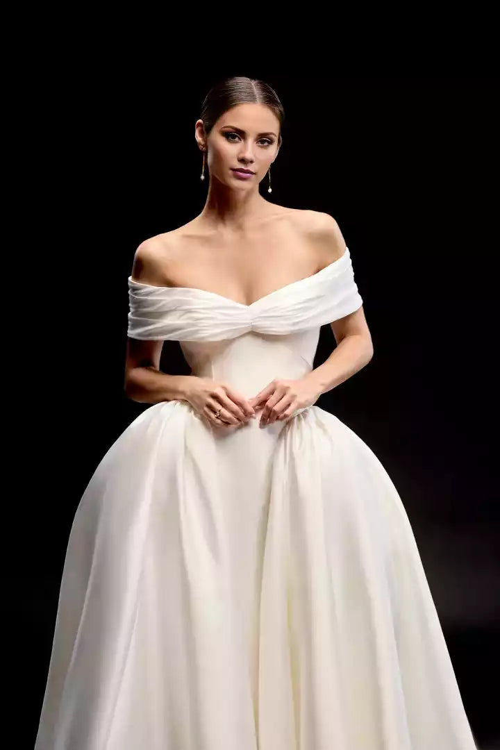 Mikado Ball Gown with Corset Back and Princess Seaming  Wedding Dress