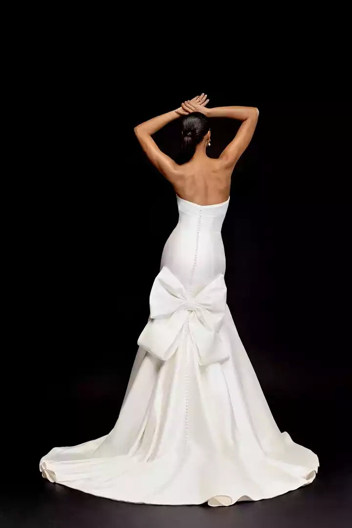 Mikado Trumpet Gown With Stylized Sweetheart Neckline Wedding Dress