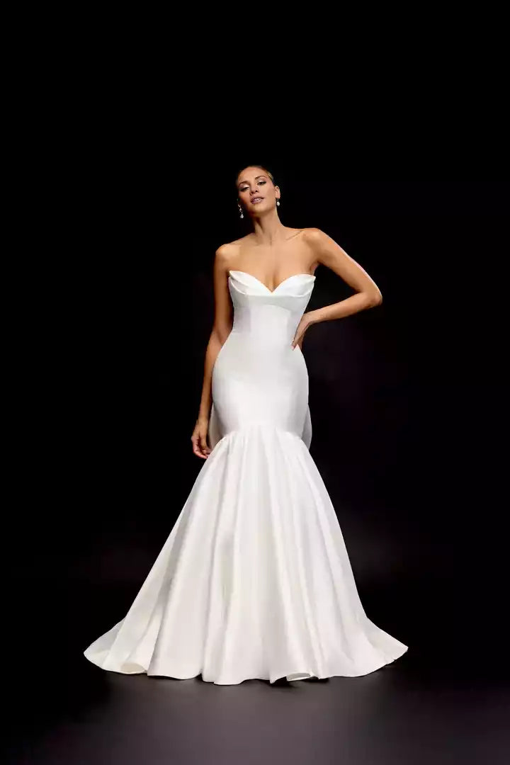 Mikado Trumpet Gown With Stylized Sweetheart Neckline Wedding Dress
