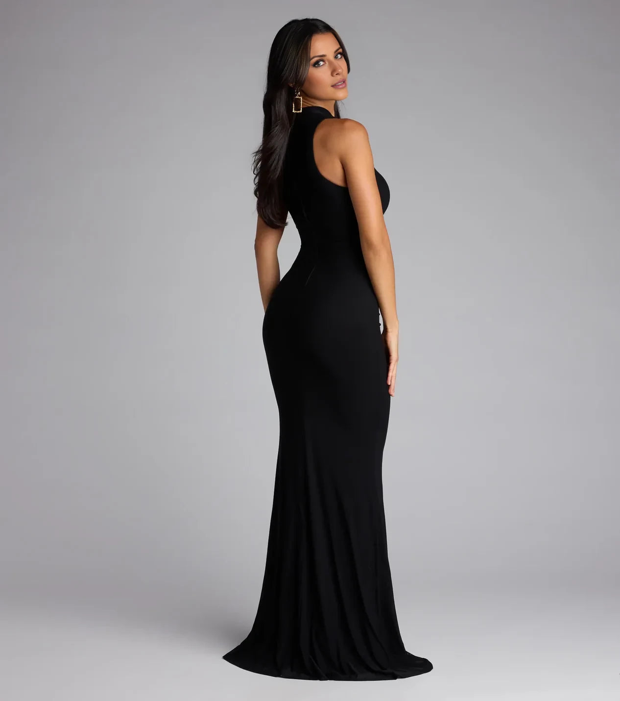 Mock Neck Cutout Mermaid Formal Dress Prom Dresses