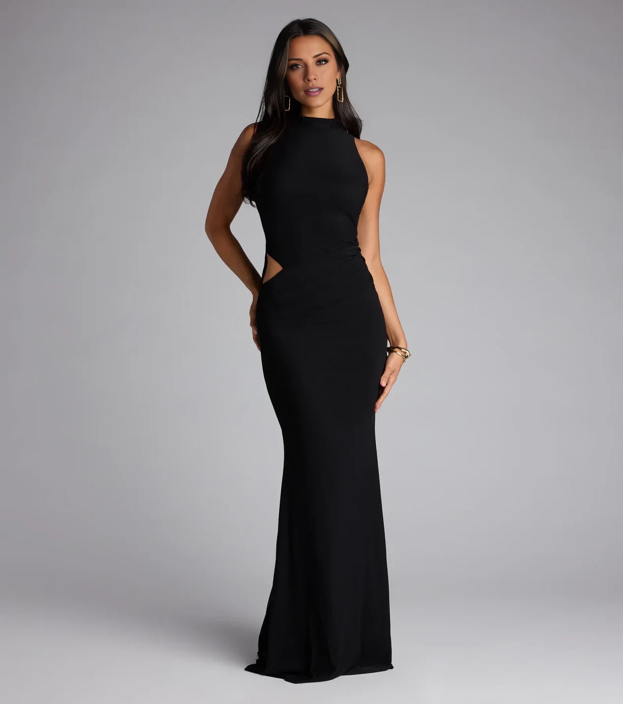 Mock Neck Cutout Mermaid Formal Dress Prom Dresses