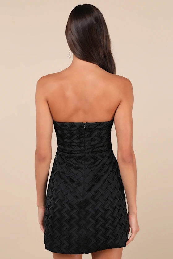 Modern Event Woven Texture Strapless Bodycon Mini Dress Homecoming Dresses