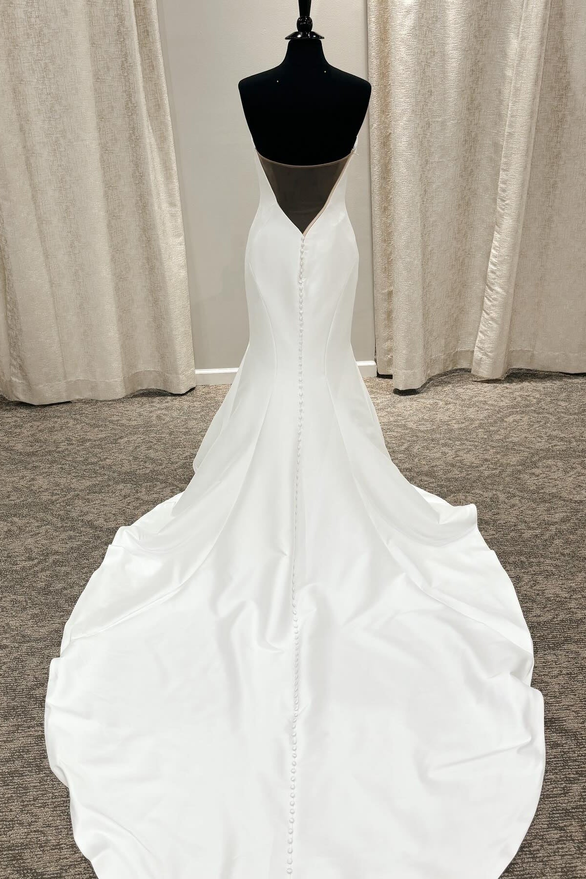 Modern Wedding Dress with Strapless Neckline, Illusion Cutout and Mermaid Train