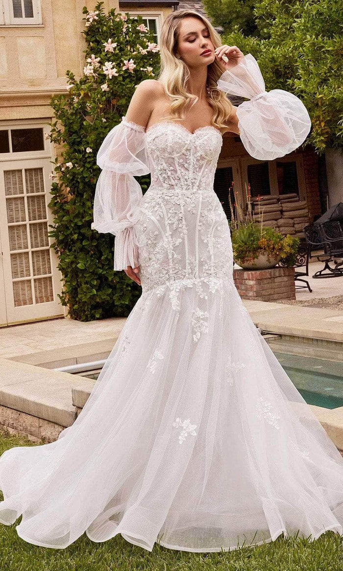 Mopping The Floor Puff Sleeve Bridal Gown  Wedding Dresses