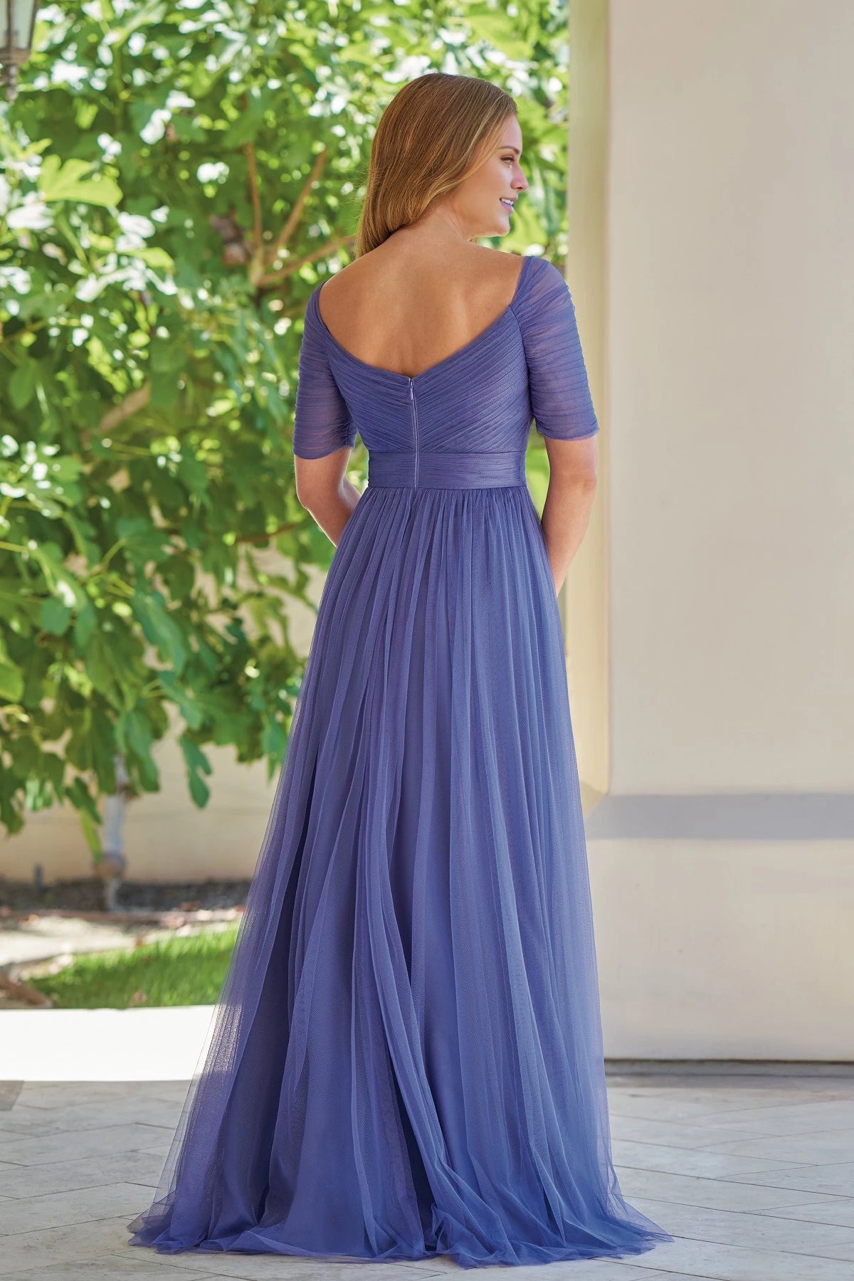 Netting with Lining MOB Dress with Portrait V-Neckline Mother of the Bride Dresses