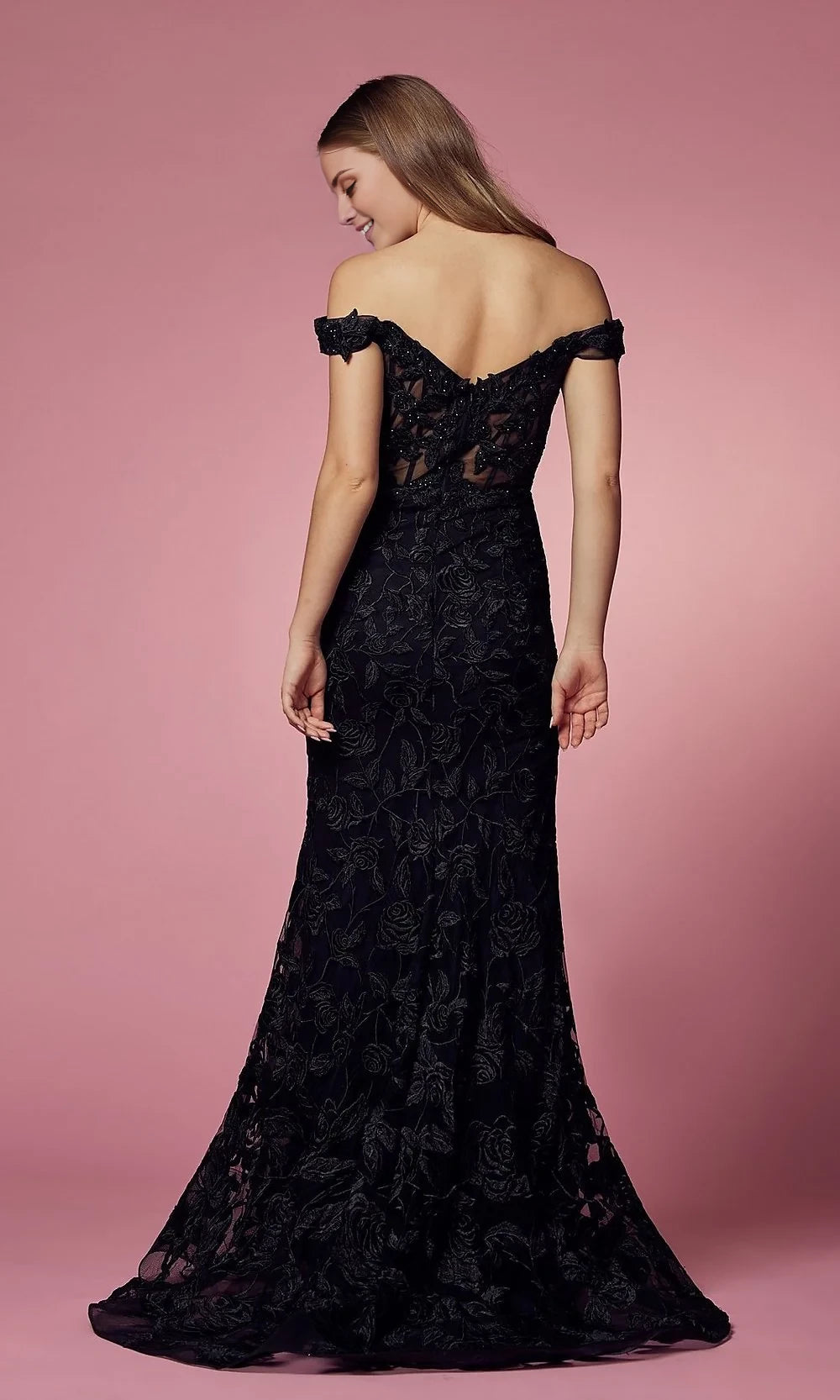 Off-the-Shoulder Long Black Formal Prom Dresses