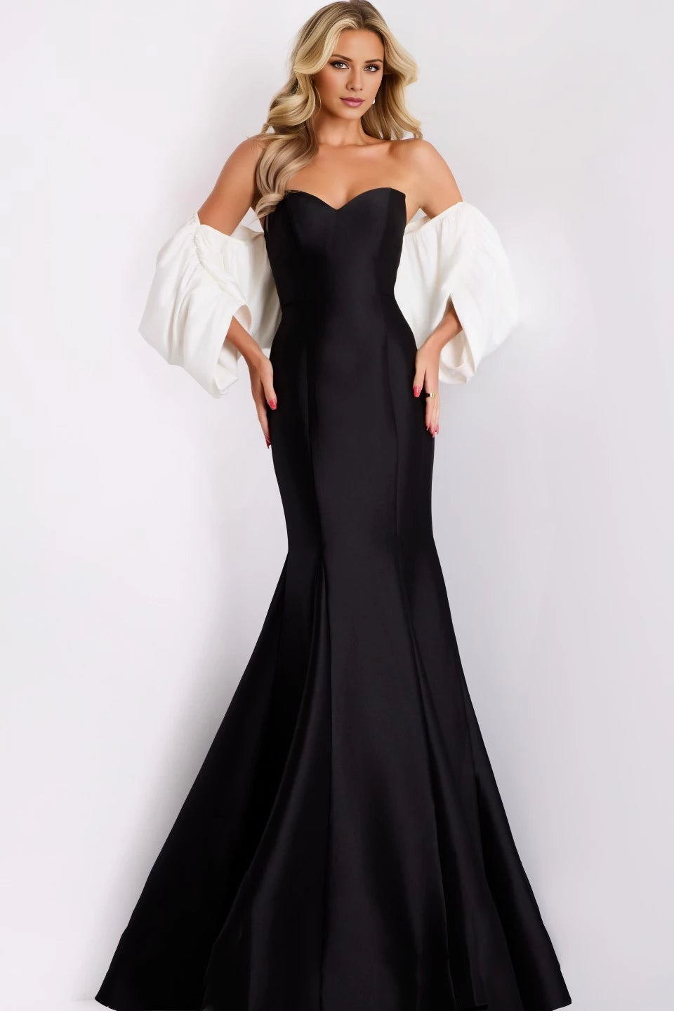 Off-the-Shoulder Mermaid Gown with Dramatic Sleeves Evening Dresses