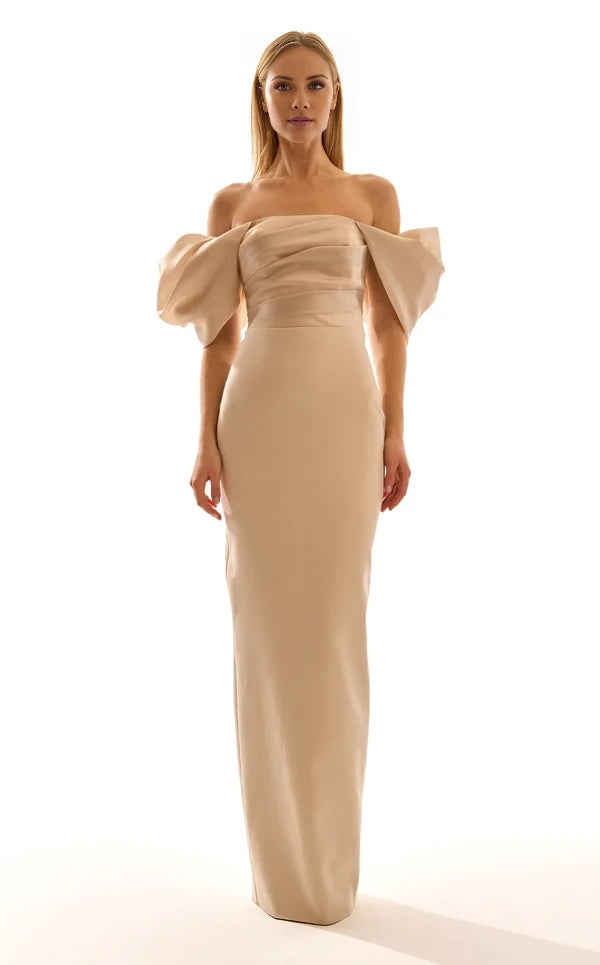 Off-the-Shoulder Satin Dress And to the ground Evening Dresses