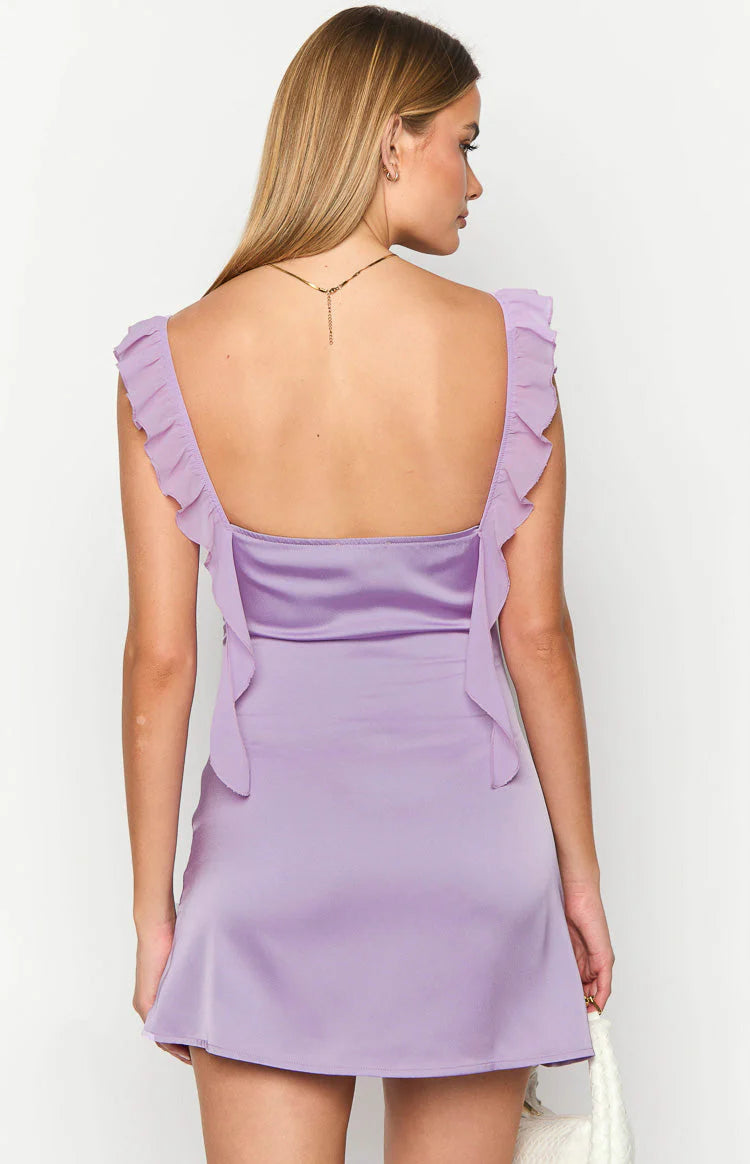 Off-the-Shoulder Satin Mini Dress Homecoming Dress