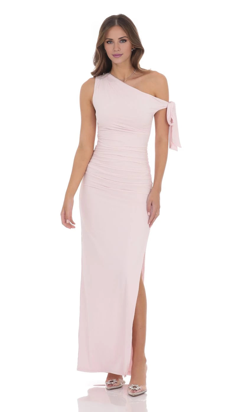 Off Shoulder Tie Strap Maxi Dress Prom Dresses